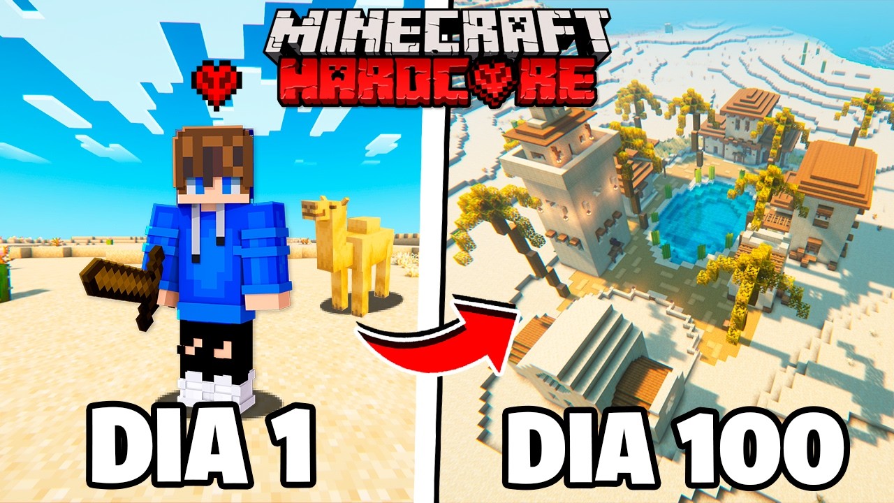SOBREVIVI 100 DIAS NO BIOMA DE DESERTO DO MINECRAFT HARDCORE
