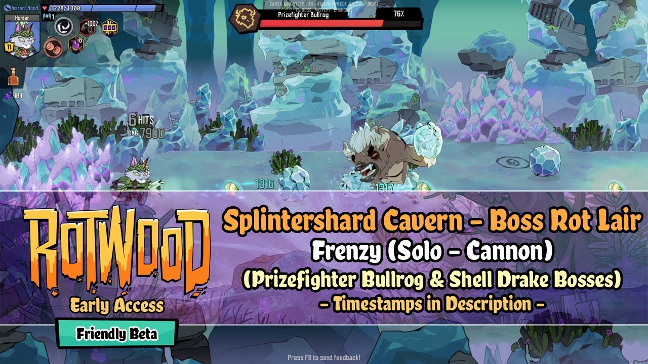 Rotwood EA | Friendly Beta - Splintershard Cavern: Boss Rot Lair [Frenzy] Cannon Solo (Shell Drake)