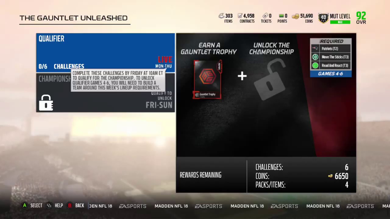 Madden 18 Ultimate Team Week 21 Gauntlet Unleashed Information and Rewards - 3 Chems Needed