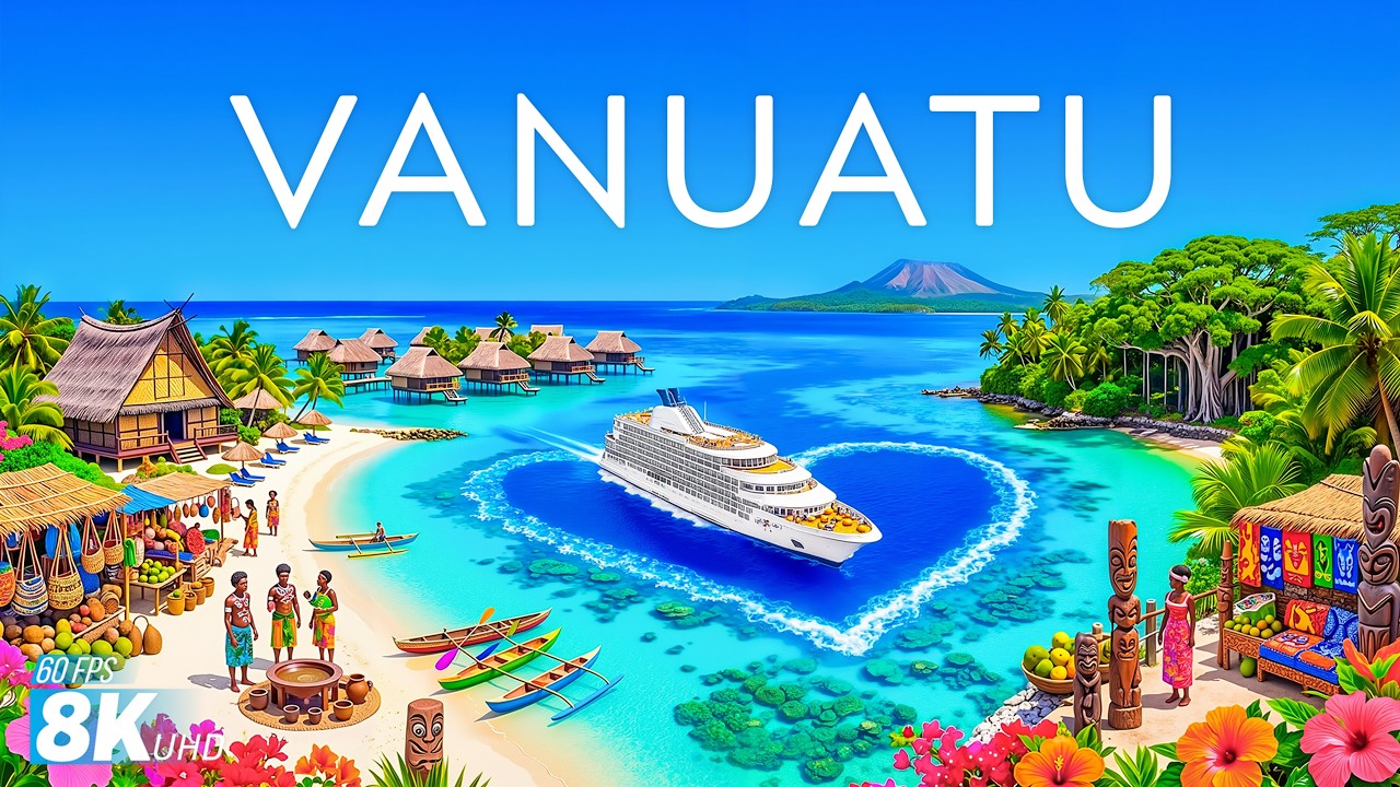 VANUATU 8K Aerial 🇻🇺 🌊 Port Vila, Champagne Beach & Tropical South Pacific Paradise 🏝️