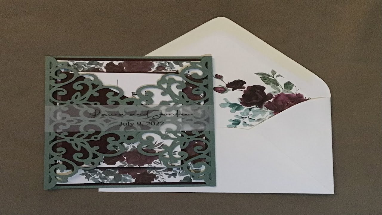 How to make this Laser Cut Gatefold Invitation with a Vellum Bellyband using your Cameo or Cricut!