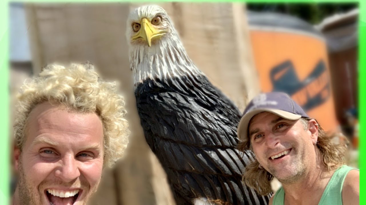 Impressive EAGLE Wood Carving - Carved by a couple of buddies