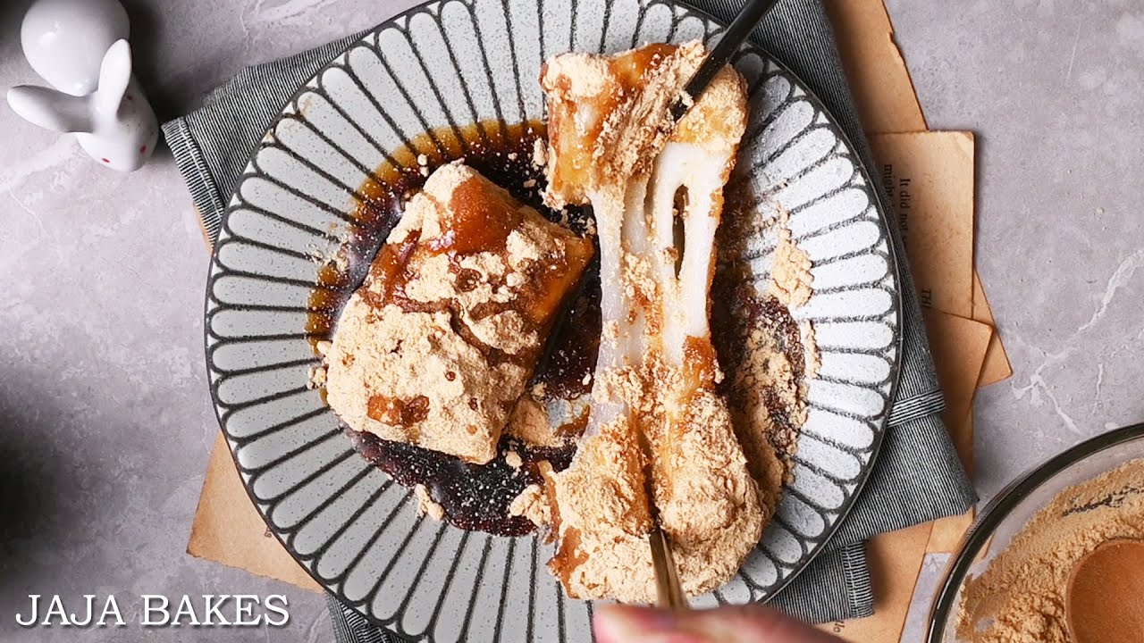 Kinako Mochi with Kuromitsu | Mochi With Roasted Soybean Flour and Black Sugar Syrup | Jaja Bakes