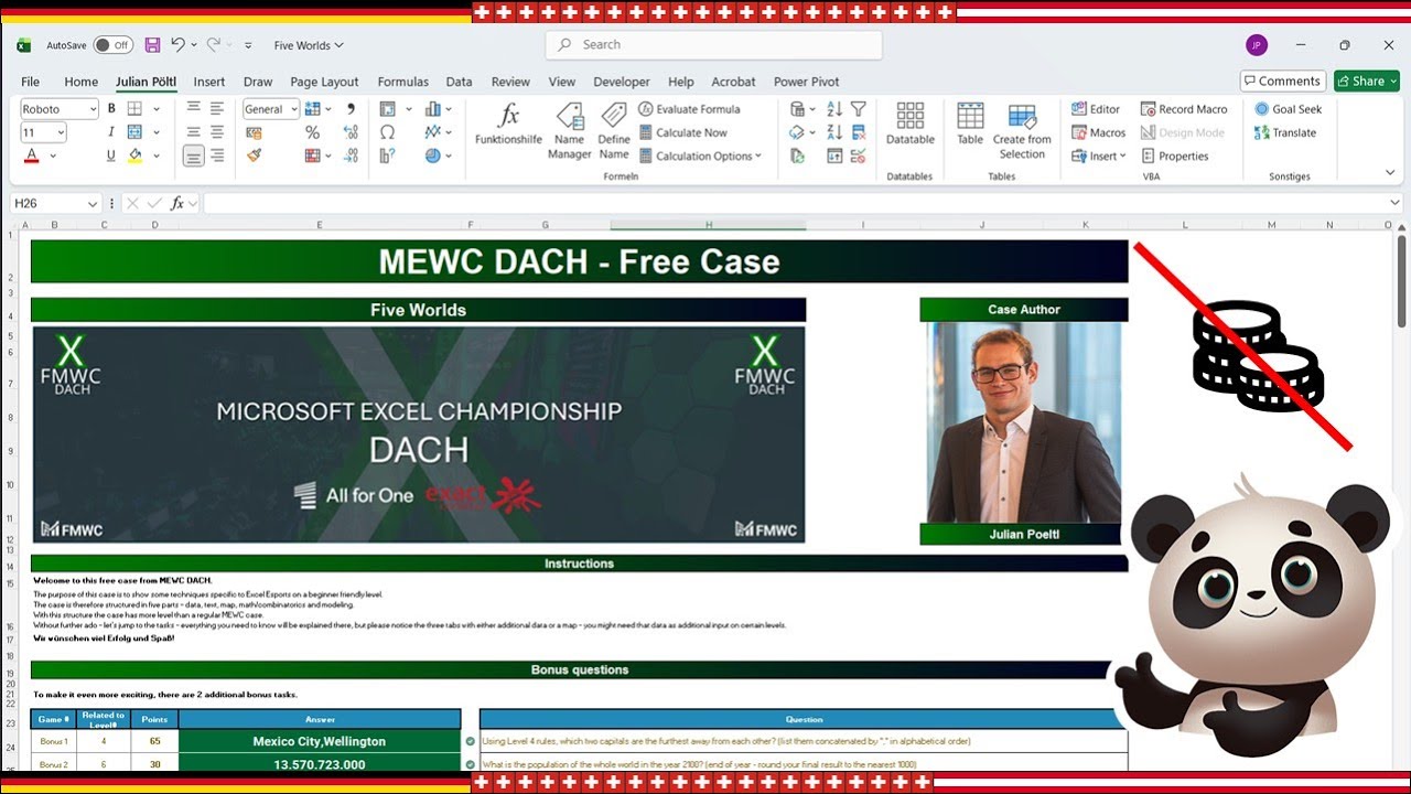 Free Excel Esports Case from the MEWC DACH - Five Worlds (Beginner Version)