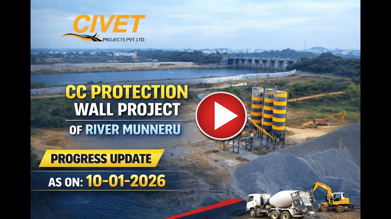 CC Protection Wall Project of River Munneru | Progress as on 10-01-2026 | Civet Projects Pvt. Ltd.