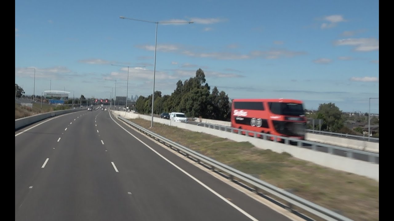 Skybus Top Deck View Tullamarine Airport to Southern Cross Station Melbourne