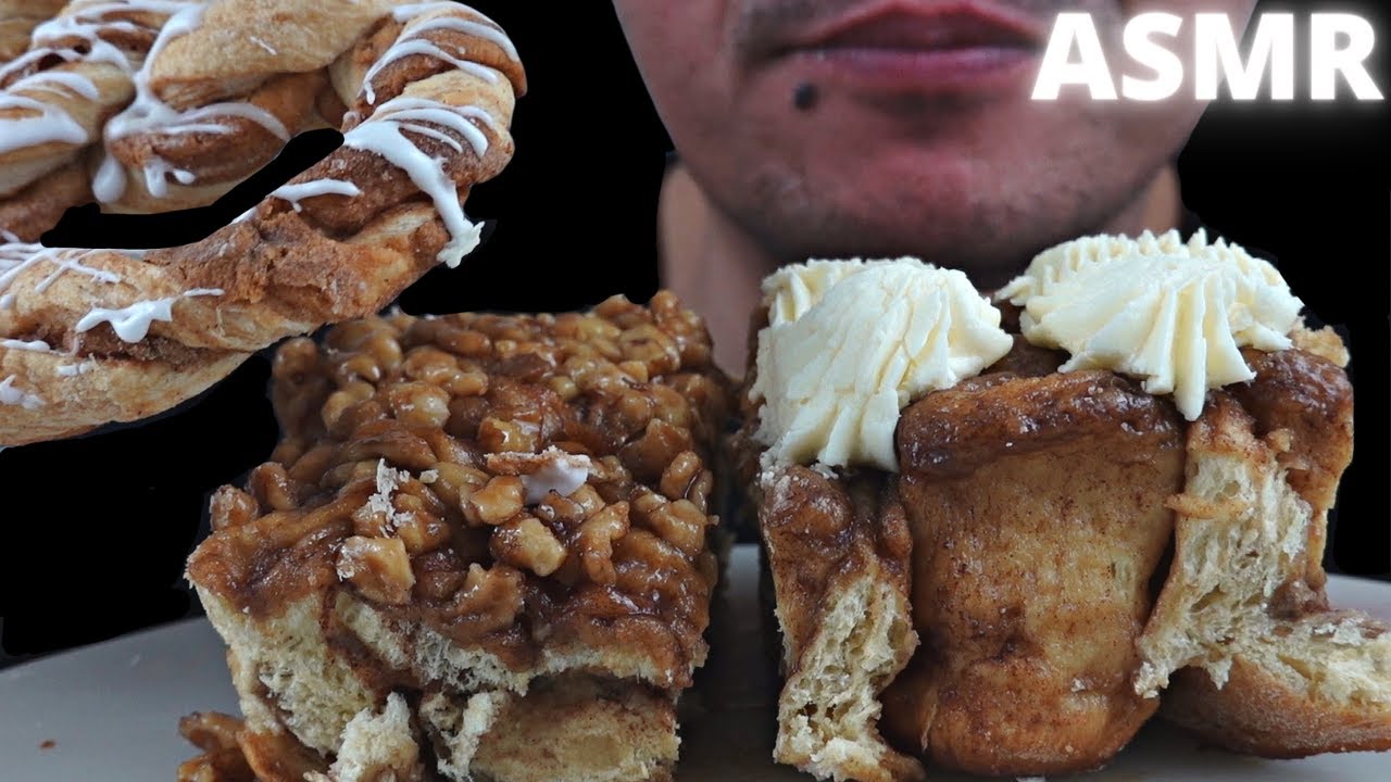 ASMR | Walnut & Cream Cheese Sticky Buns + Cinnamon Pretzel | The Hangry Mole