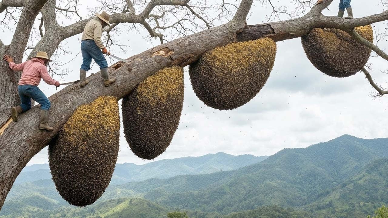 Extreme Wild Honey Hunt High in a Jungle Tree | Dangerous Honey Harvest