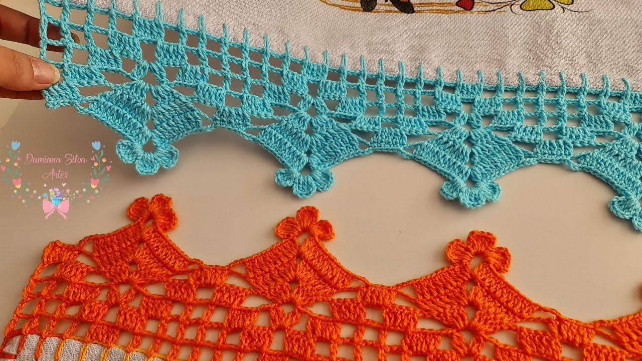 bico de croche no pano de prato fácil #319 @Damiana Silva