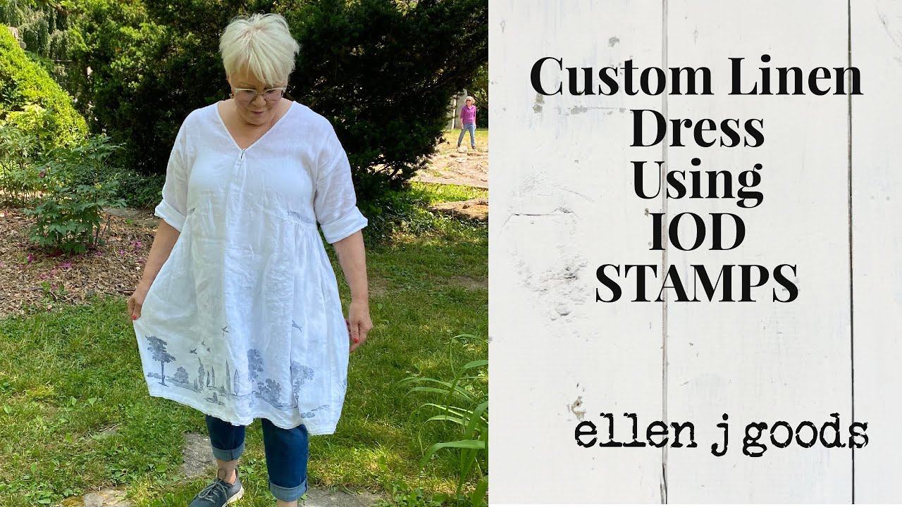 IOD Rural Scenes Stamp on a Linen Dress