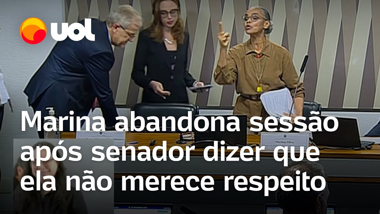 Marina Silva abandona sess&atilde;o ap&oacute;s senador dizer que ela 'n&atilde;o merece respeito' como ministra