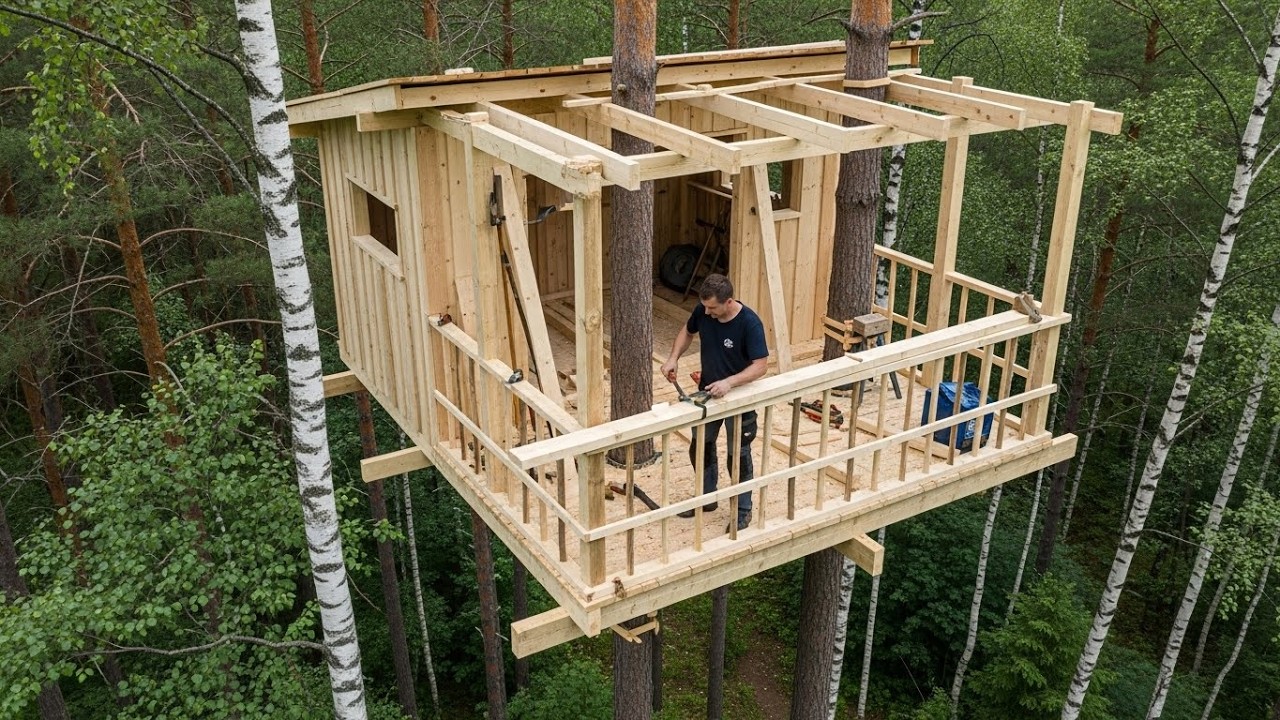 Building a 10-Meter-High Treehouse: The Perfect Shelter Against Wild Animals!
