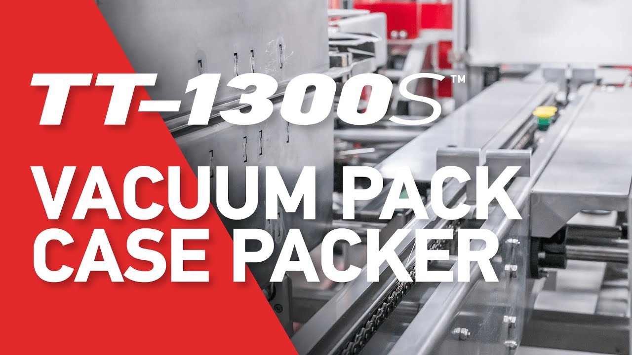 Case Packer Machine - Side Load Case Packing for Frozen Mussels Vacuum Packs - Model TT-1300S