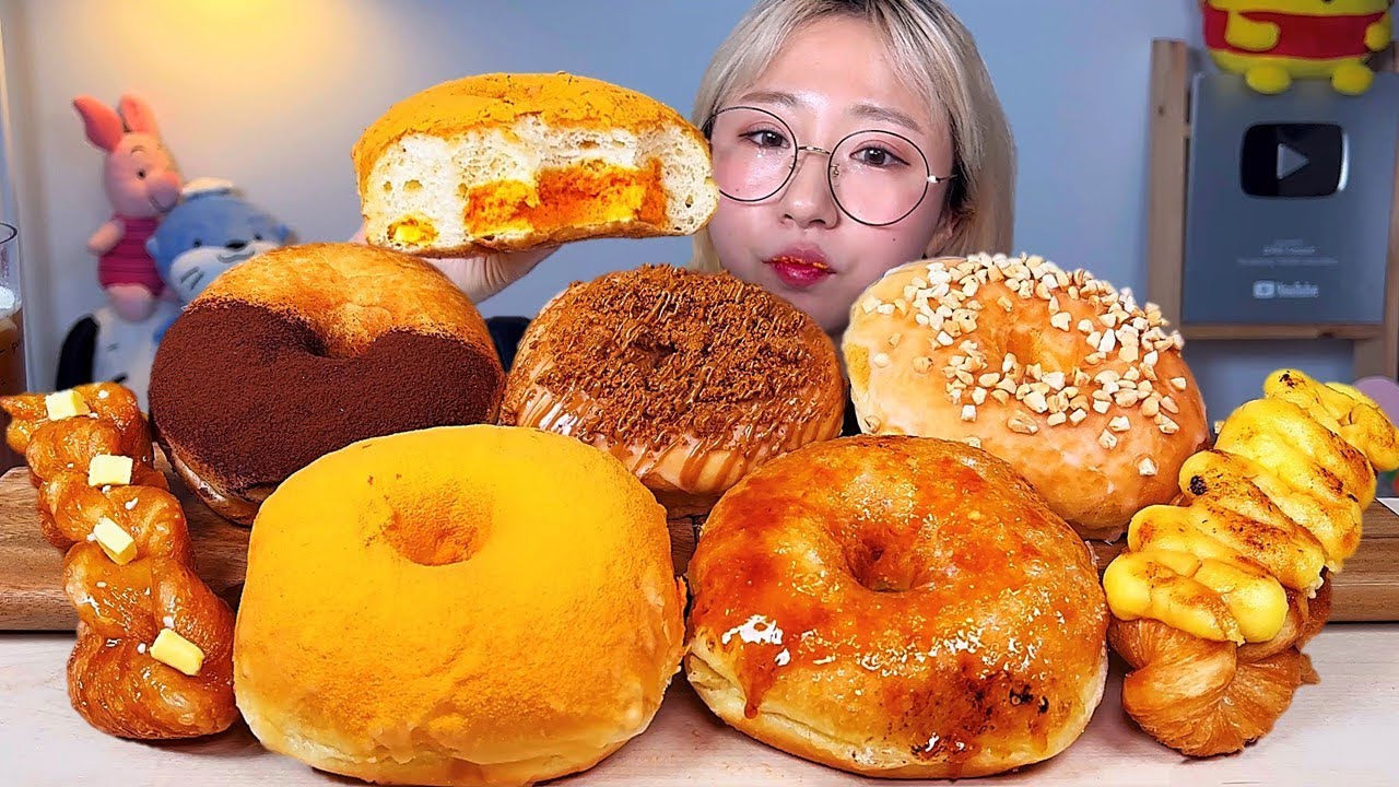 컵넛🍩 뽀또도넛 누텔라 크림브륄레 피넛 로투스 도넛 솔티카라멜 꽈배기 디저트 먹방 Dessert Mukbang