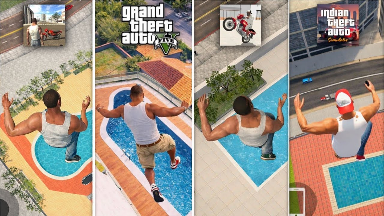 jumping Into Swimming Pools in Every Indian GTA Games 😱