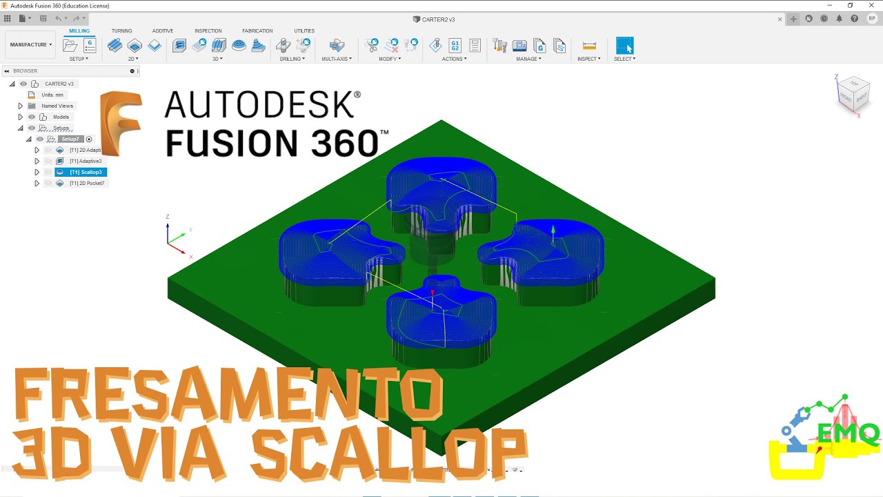 Fresamento CAM no Fusion 360: Acabamento 3D via scallop
