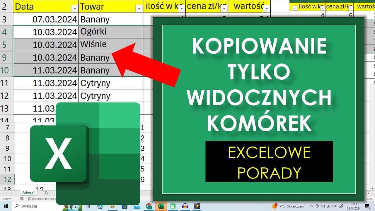 Excel Kopiowanie tylko widocznych kom&oacute;rek