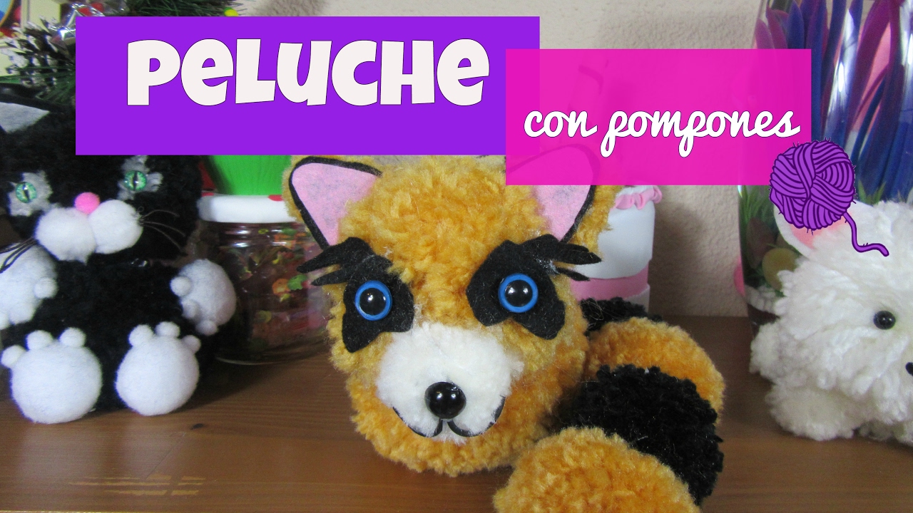 PELUCHE DIY ZORRO FÁCIL DE HACER CON POMPONES DE LANA ♥ MANUALIDADES FACILES PARA HACER EN CASA