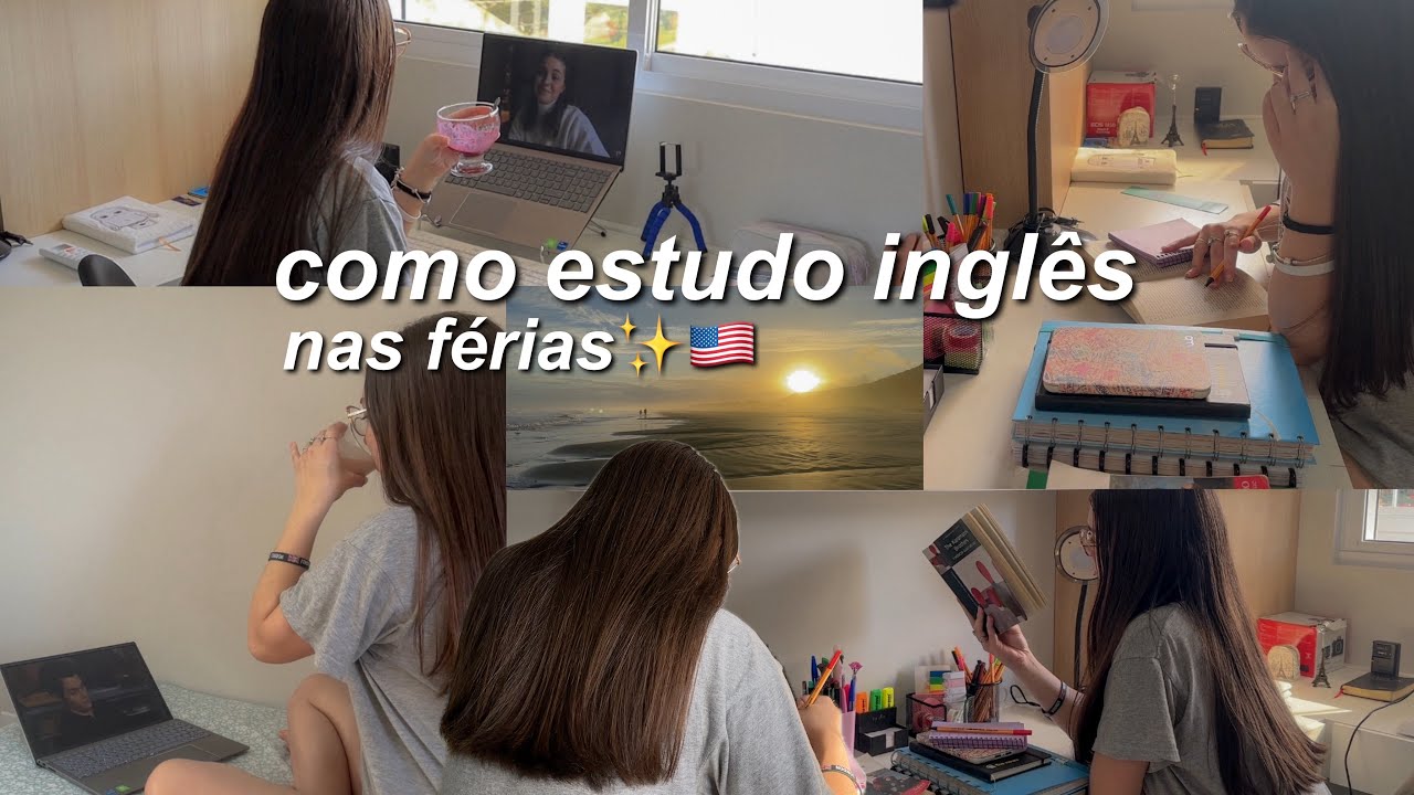 Study vlog de ingl&ecirc;s nas f&eacute;rias (s&eacute;rie, writing, listening, livro, vocabul&aacute;rio, etc) 🇺🇸