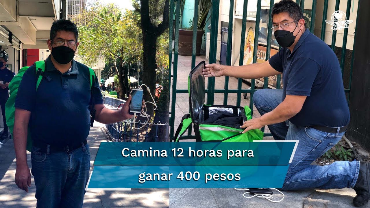 A pie, sin prestaciones de ley, repartidor trabaja 12 horas para ganarse la vida