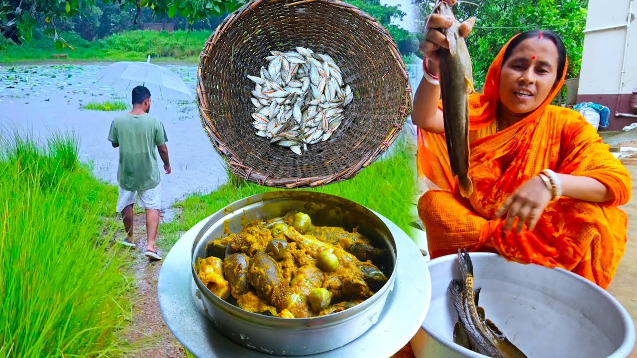 বর্ষার বৃষ্টিতে ভিজে কৈ মাগুর শোল ল্যাঠা পুটি মাছ ধরা সঙ্গে দারুন স্বাদের রান্না | rainy day fishing