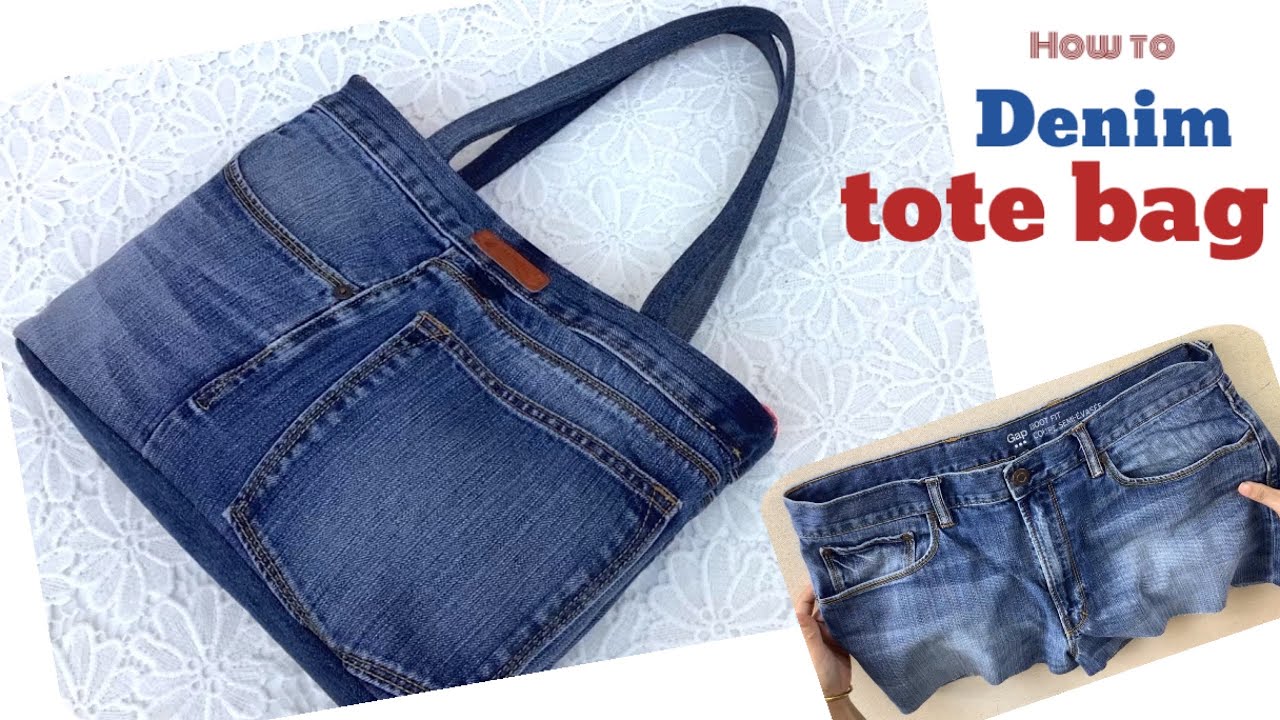 how to sew a denim tote bags tutorial, sewing diy a small tote bags from old jeans, denim projects