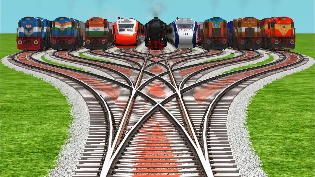 ⏰️ 9-Trains Run Back To Back By High Curved Railroad Junctions || train Simulator classic 