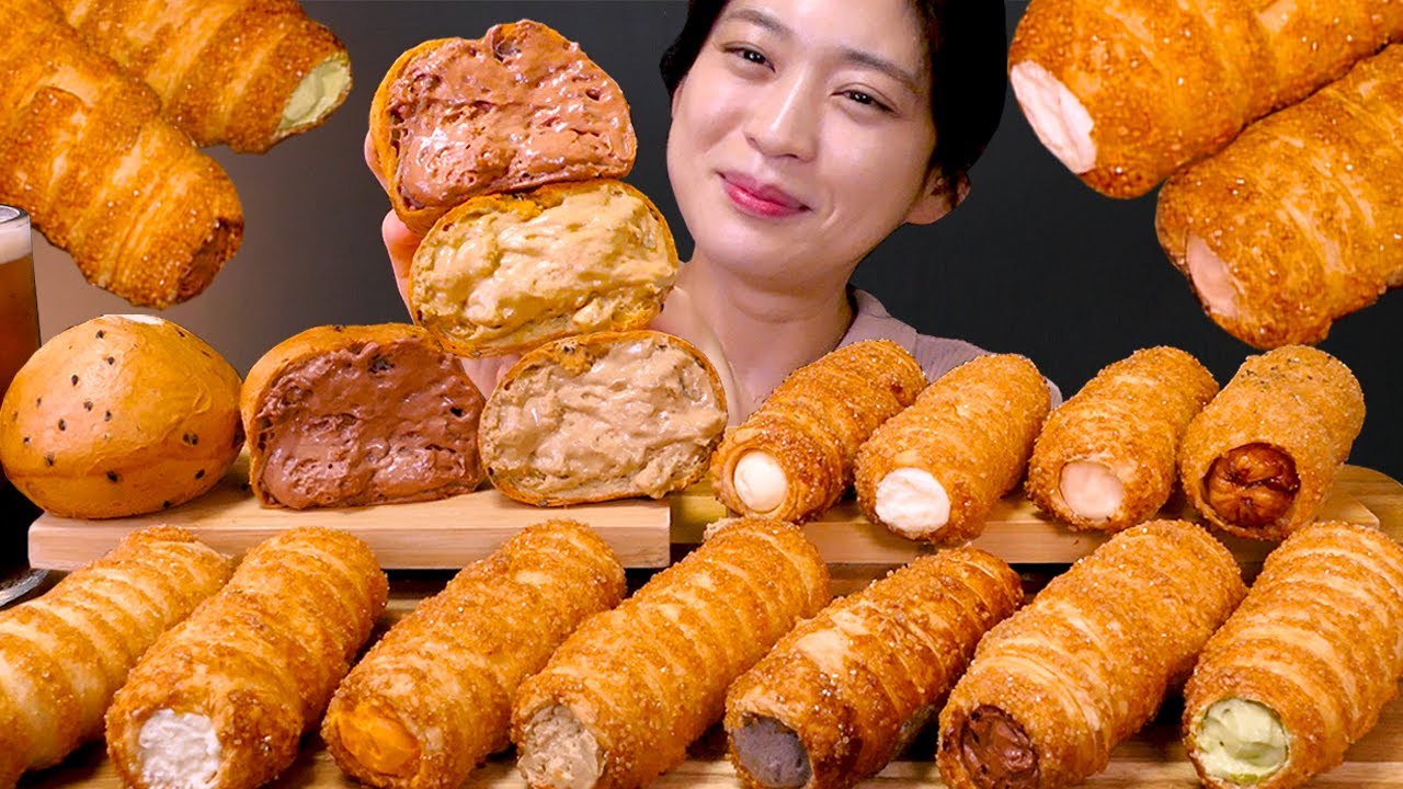 🥐겉바속촉 끝판왕!🥧바삭한 치키차카초코 코르네파이 먹방❤ | Cream Bread,Custard,Green tea,Oreo,Cheese corne Pie ASMR Mukbang