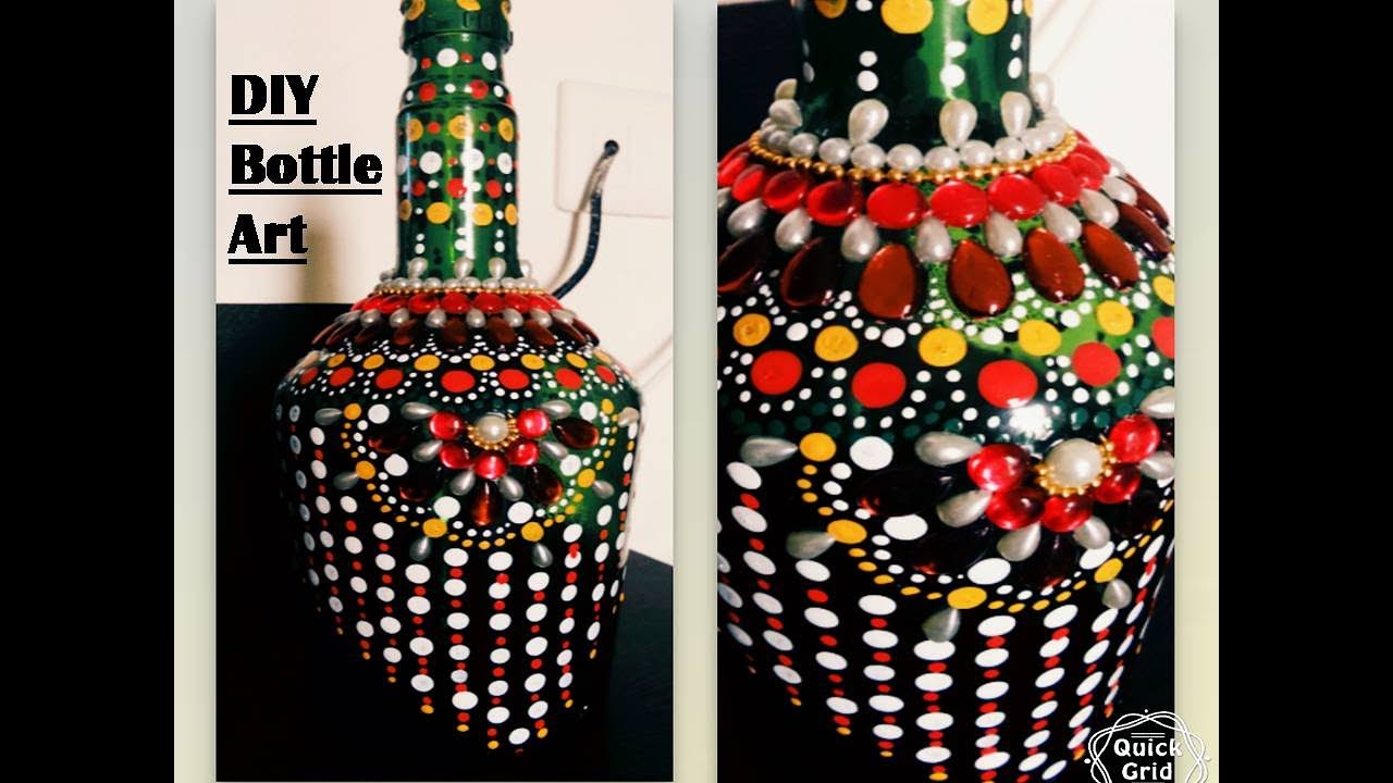 DIY, room decor, easy way to decorate empty bottle with dot art ....