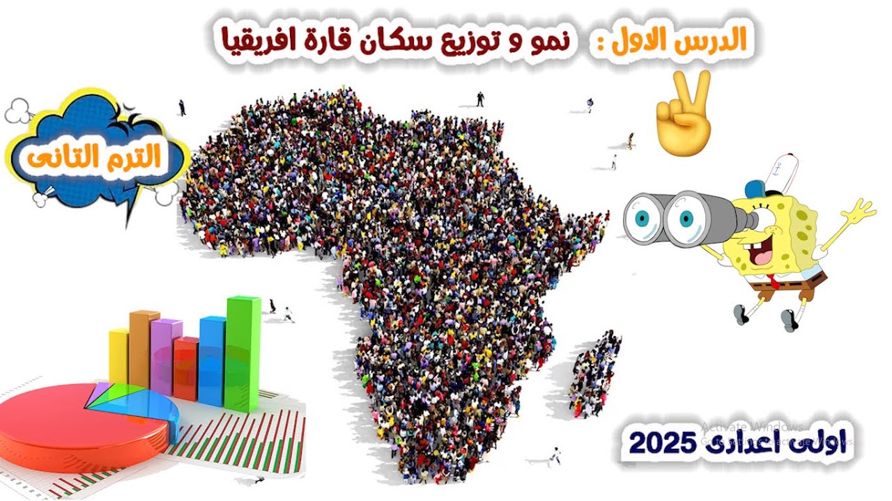 الدرس الاول نمو و توزيع السكان فى قارة أفريقيا دراسات اولى اعدادى | المنهج الجديد الترم التانى