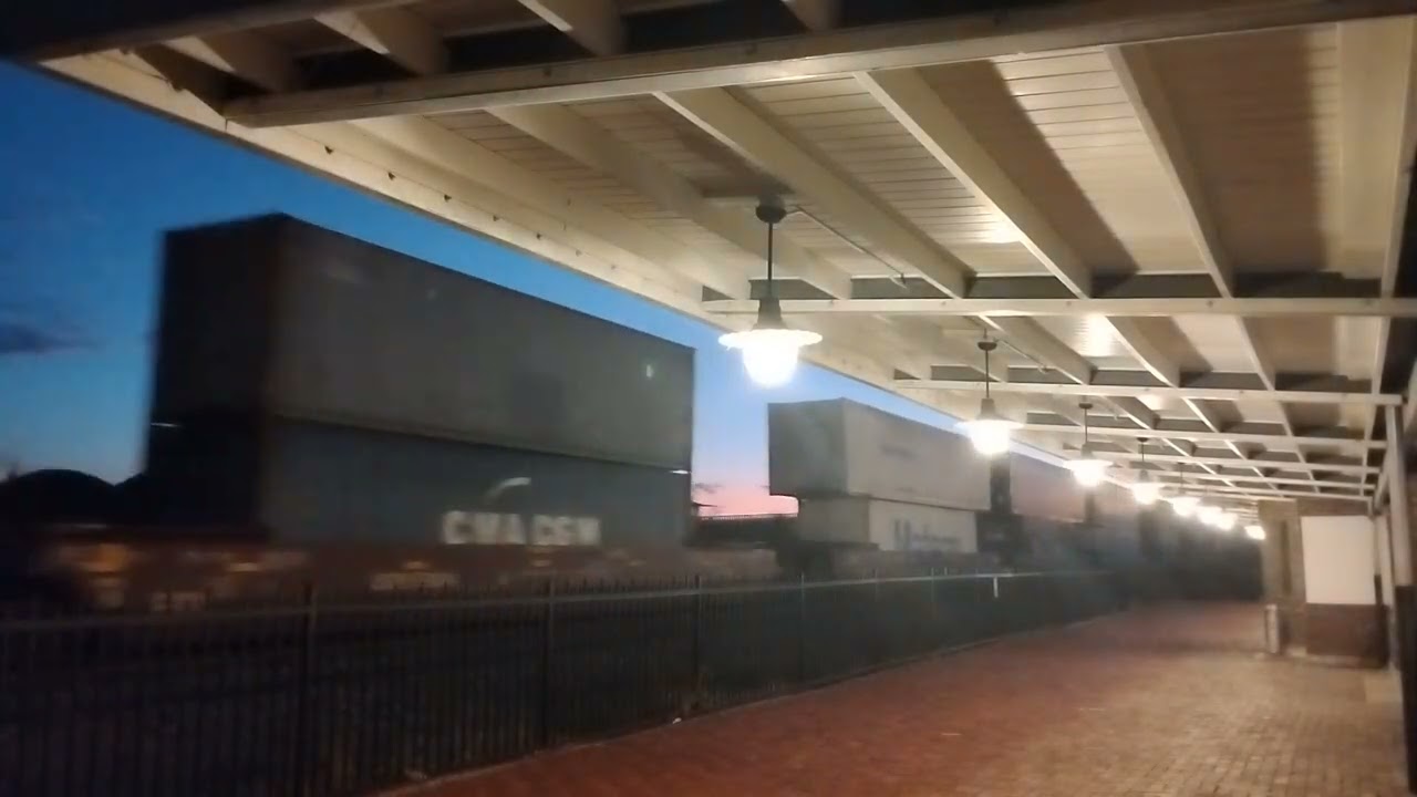 BNSF Eb Z-CLOPEA rolling by the old depot during the evening.  Brownwood,Tx.  02/14/2026