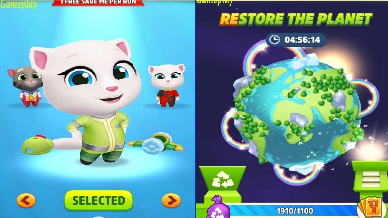Talking Tom Gold Run New Update Restore The Planet New Character Eco Angela UNLOCKED  GAMEPLAY