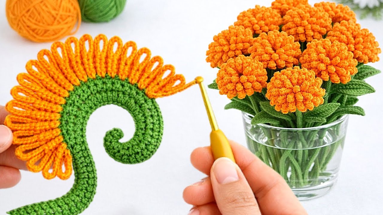 Amazing Crochet Idea! 🌹 Flower Bouquet with Leaves | Easy & Beautiful