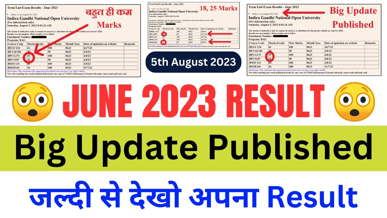 (Breaking News) June 2023 Exam Result Big Update Published | IGNOU June 2023 Exam Result_IGNOU NEWS