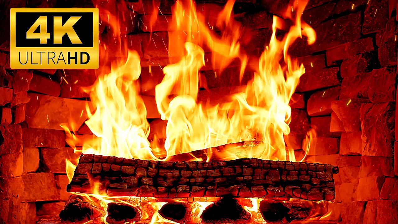 🔥Cozy & Relaxing Fireplace at Night | Burning Fireplace with Crackling Fire Sounds | 4K Fireplaxe