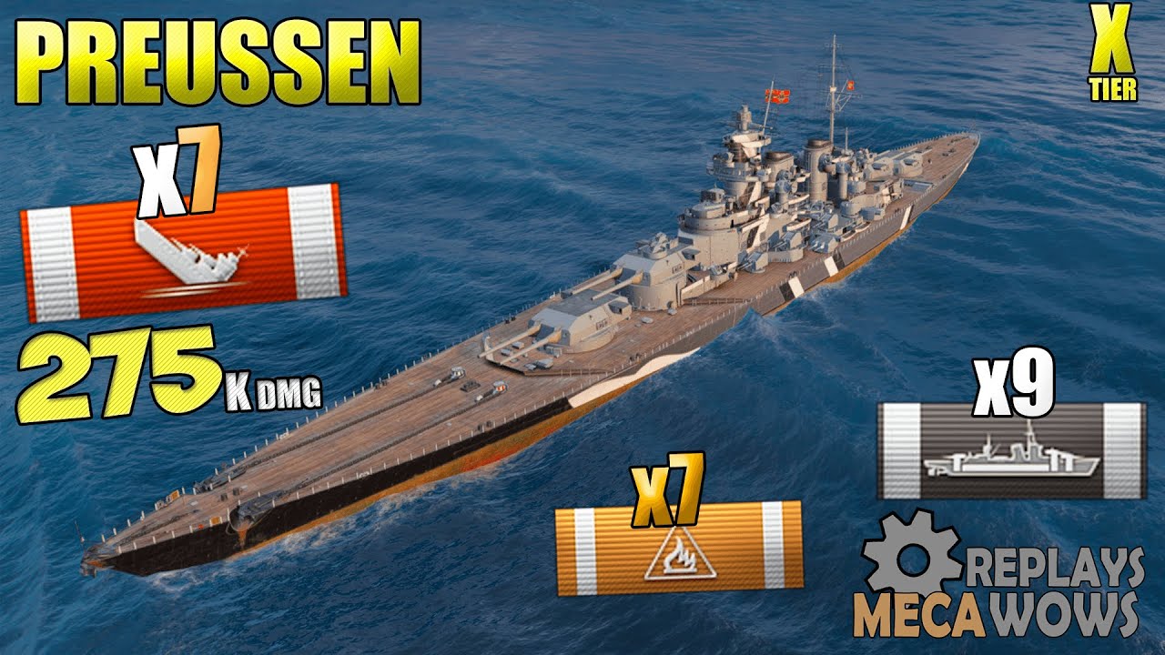 BattleShip Preussen 7 Kills 275K Damage | World of Warships