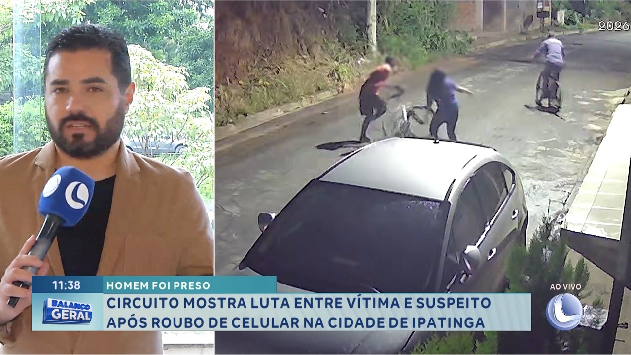 Roubo de celular: Circuito mostra luta entre vítima e suspeito em Ipatinga.