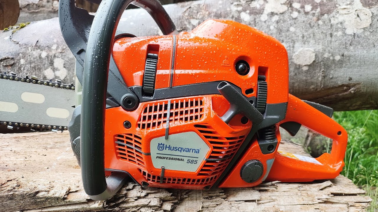 Husqvarna 585 (86cc, 6.9 HP) - first start, first cuts, big wood test, break in and more !!!