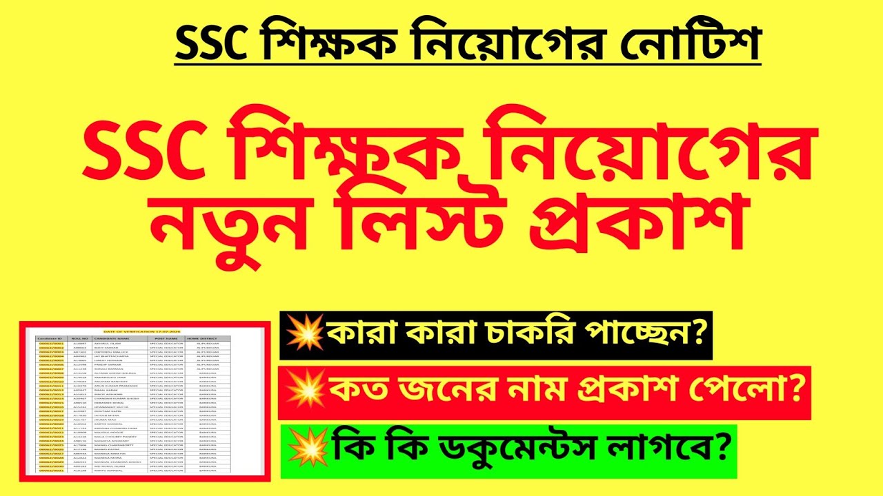 SSC শিক্ষক নিয়োগের নতুন লিস্ট প্রকাশ| SLST teacher recruitment| SSC SLST panel published| WB SSC