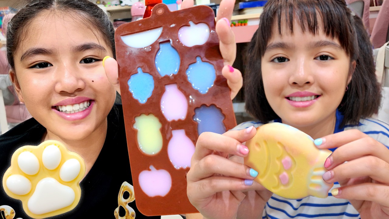 หนูยิ้มหนูแย้ม ทำสกุชชี่เจลลี่! ผสมเอง เทสีเอง นุ่มหนึบรูปอุ้งเท้าหมี 🐻🍬