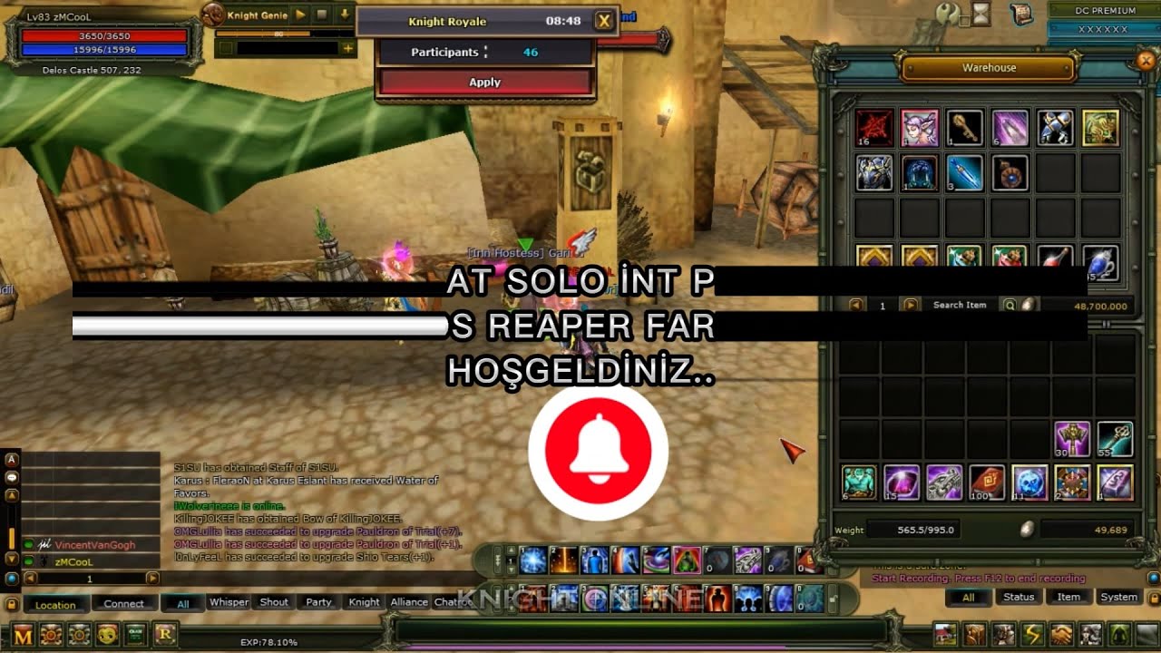 Solo İnt Priest 10 Saat REAPER Genie farm Knight Online 2023 g&uuml;ncel #knightonline