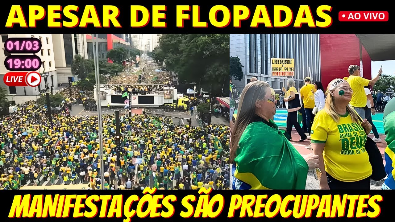 🔴 19h Bolsonarismo leva 20,4 mil em SP e apenas 4,7 mil no RJ contra Lula e STF