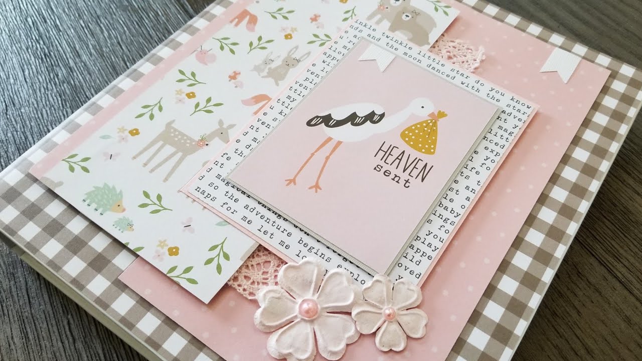 Handmade baby girl album using Pebbles Peek-A-Boo paper collection! Christina La Crafty