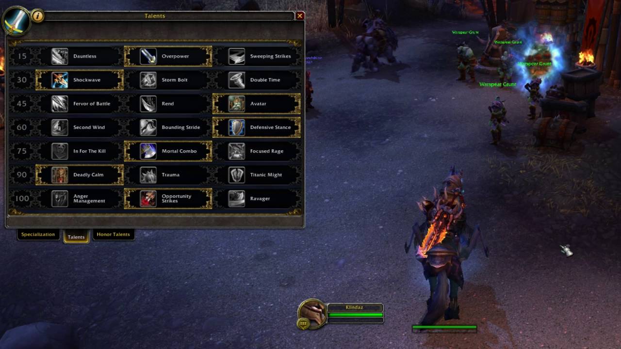 Klinda: 7.0.3 Arms Warrior PvP Spec/Talents