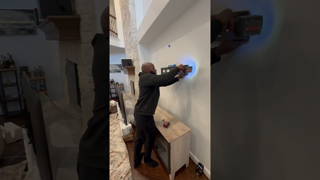 Can I hang an 85&rdquo; Tv alone? #install #tv #work #fun #tech #tvmounting #shorts #reels #strong #best