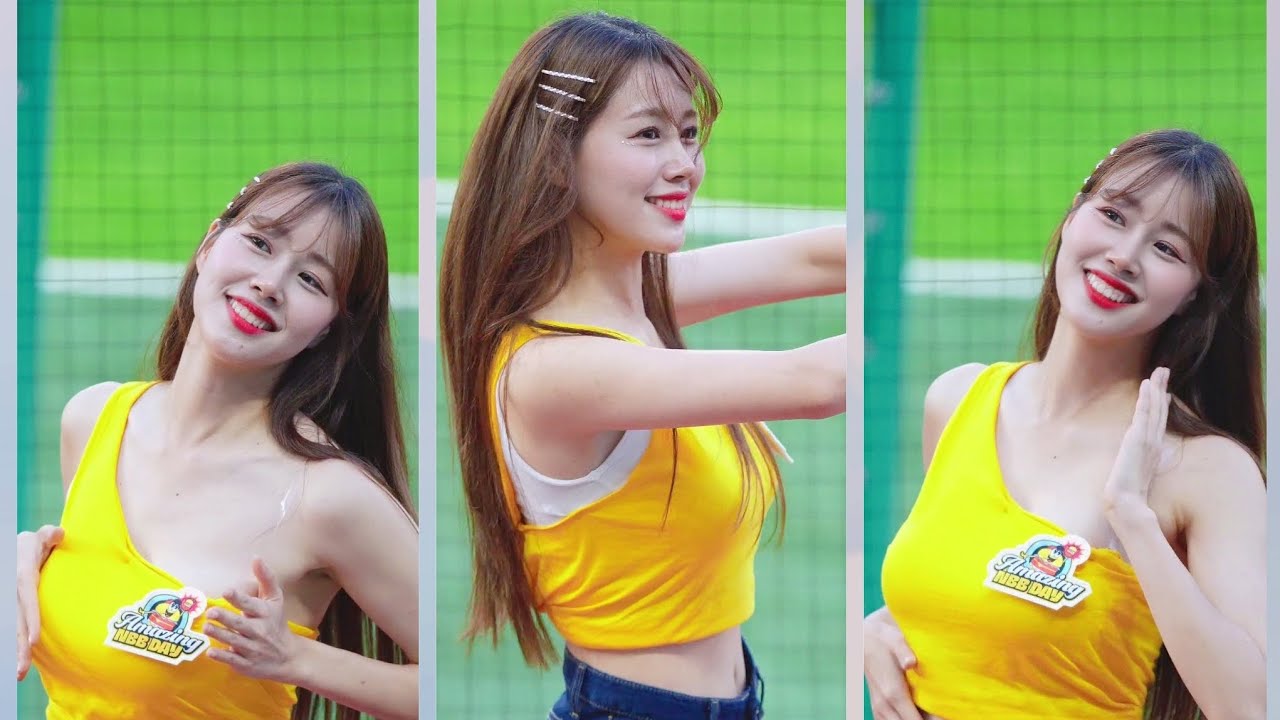 노란색 탑을 입고 섹시댄스를 추는 김도아치어리더는 조아~ (Kim DoA in yellow top at SSG Landersfield)
