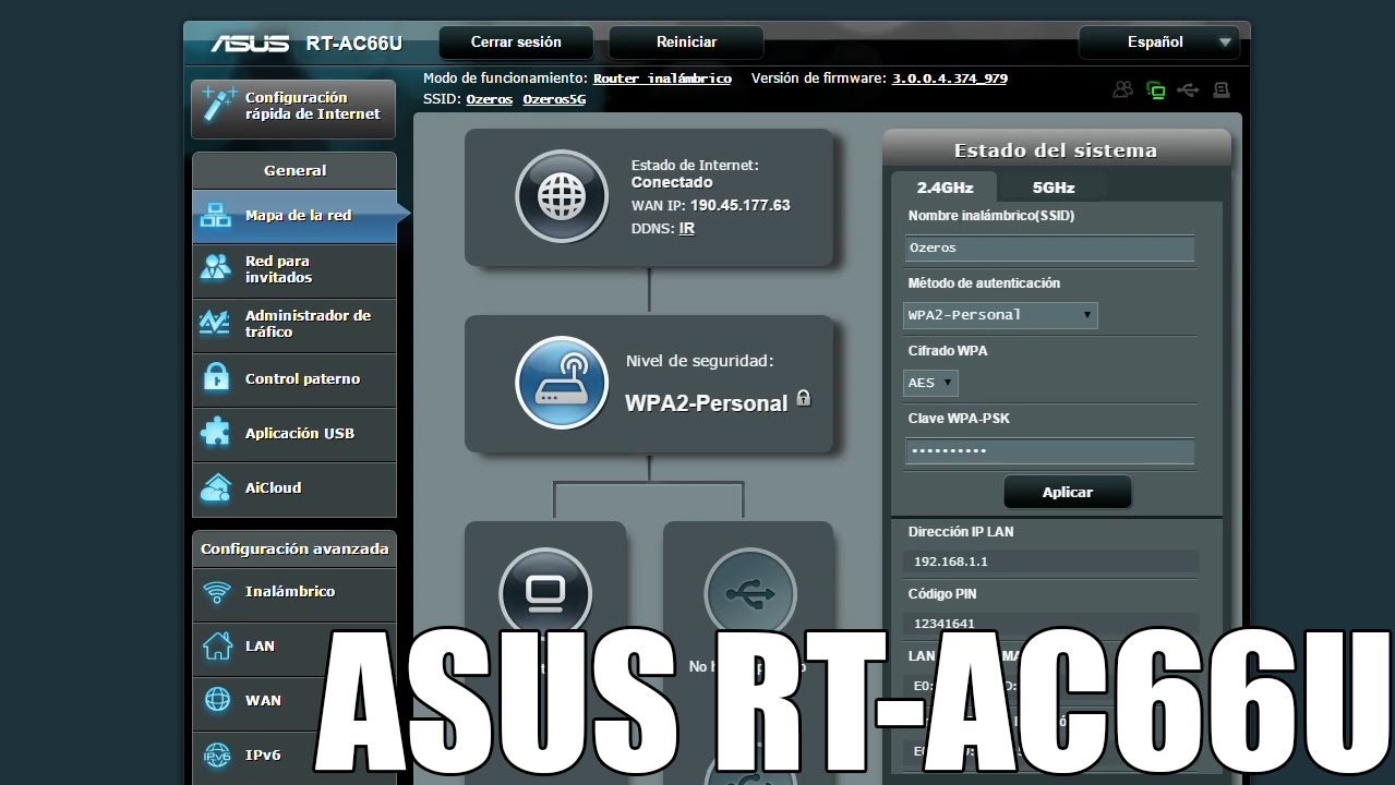 Router ASUS RT-AC66U - Interfaz de Administración.