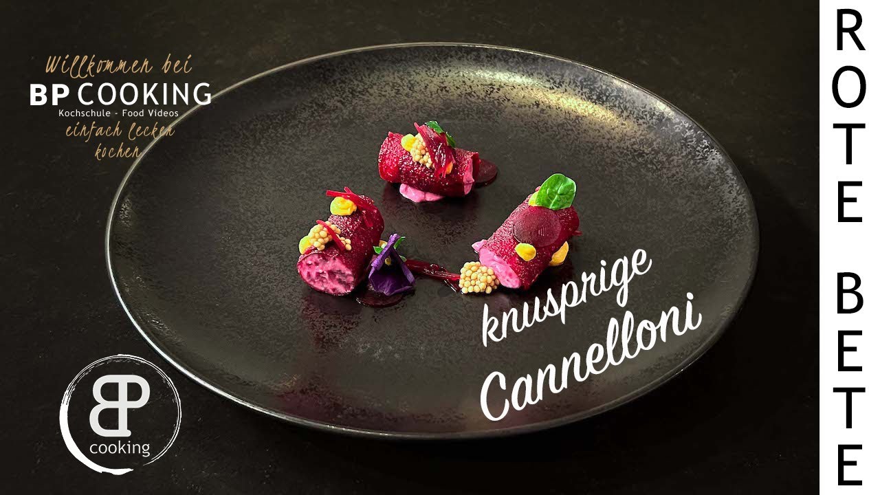 Knusprige Cannelloni von der Roten Bete. Ein Amuse Gueule oder als Vorspeise eines besonderen Menüs.