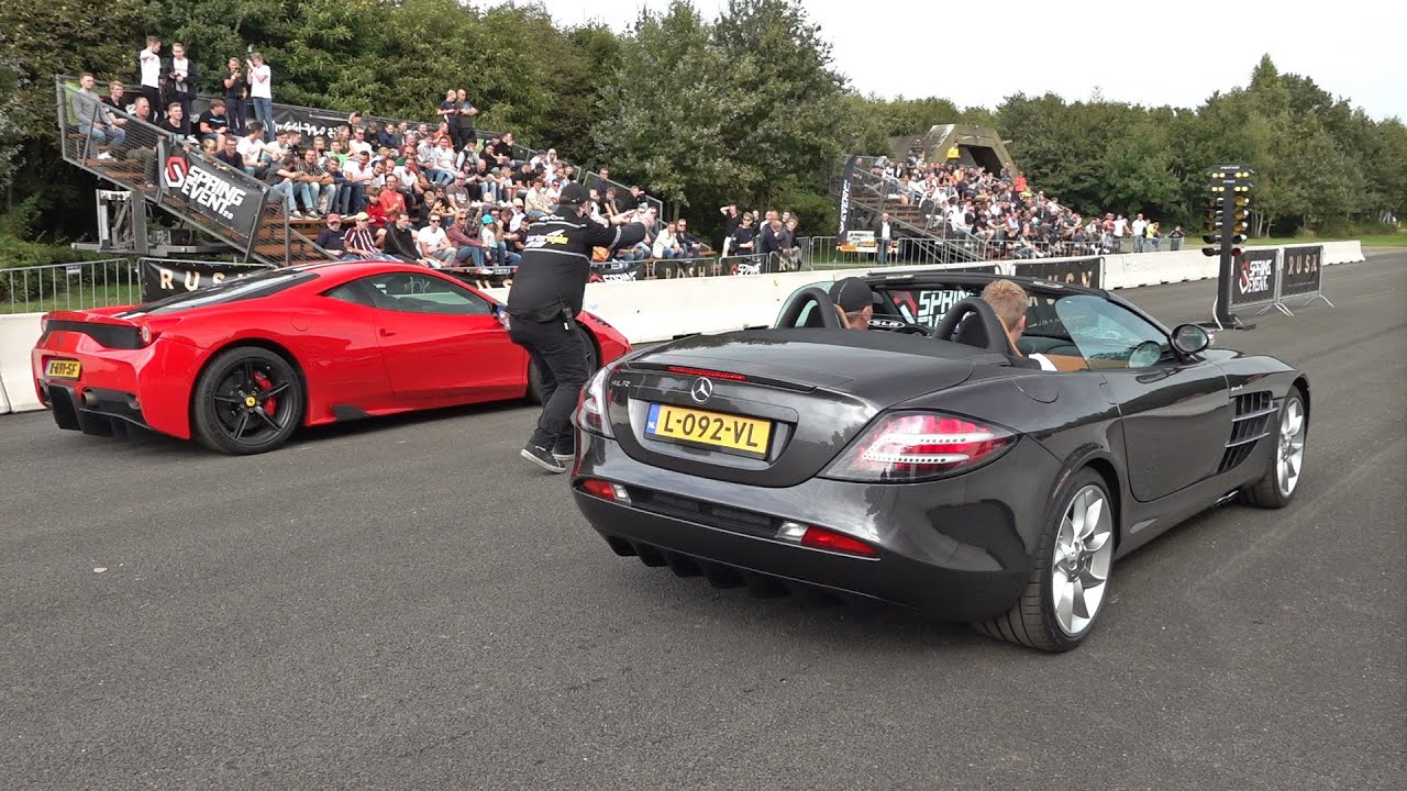 Mercedes-Benz SLR McLaren Roadster vs Ferrari 458 Speciale with Capristo Exhaust