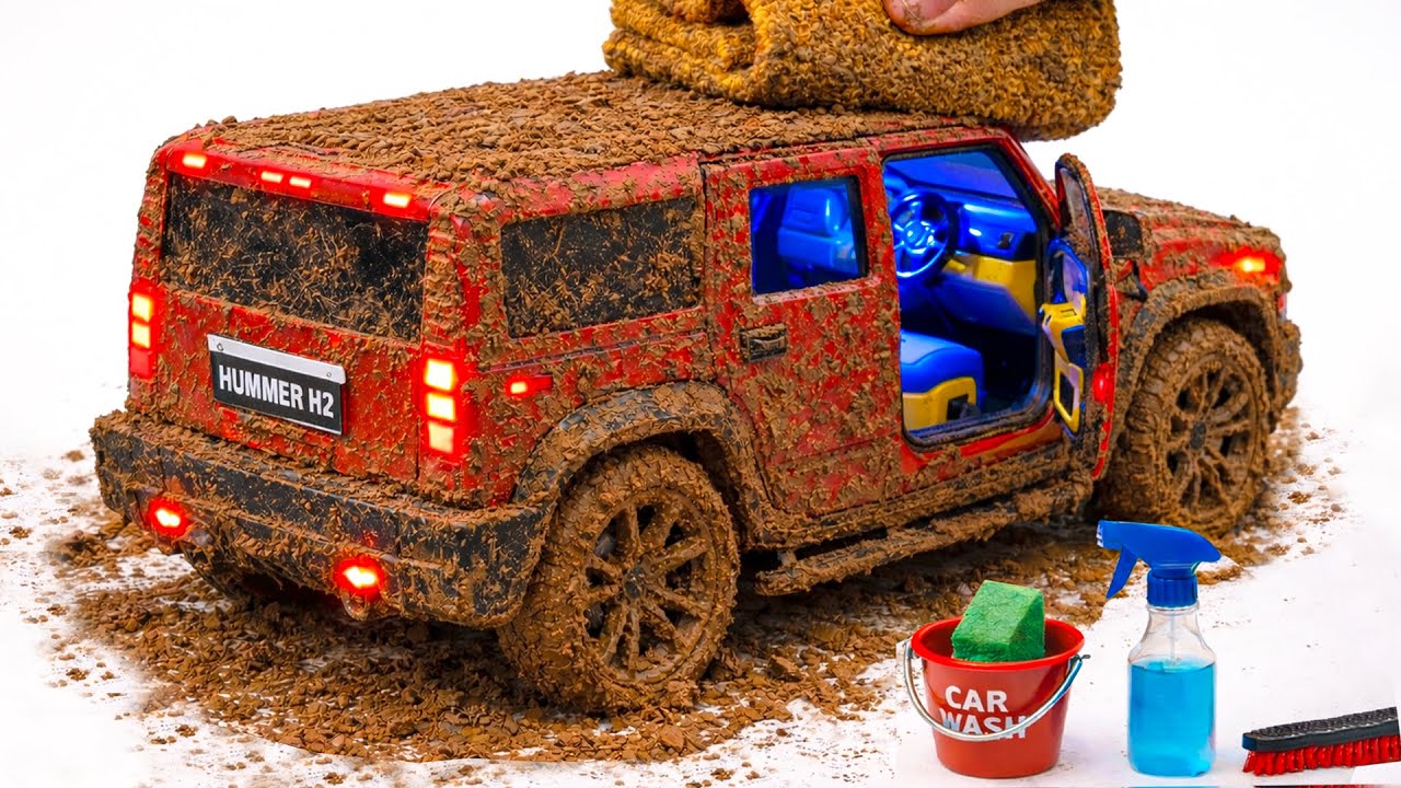The surreal cleaning process of a 1:24 Hummer H2 Jeep After an Extreme Off-Road Adventure🔥
